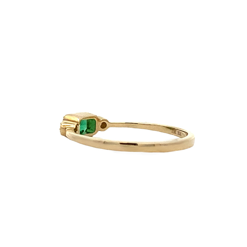 .02ct Created Emerald Diamond Ring 10KT Yellow Gold