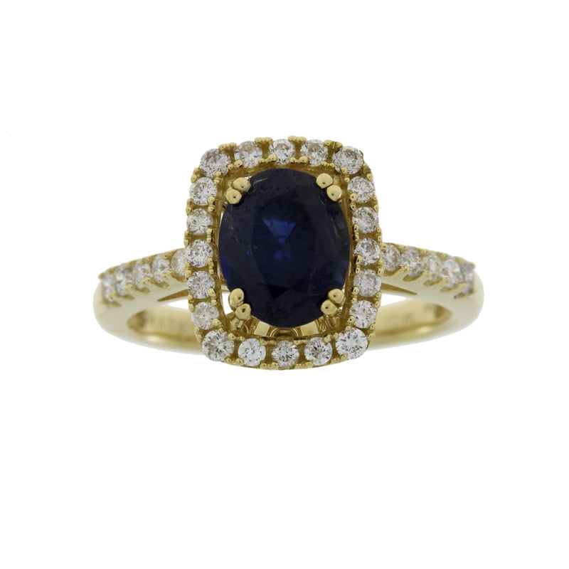 Genuine 2.78ct Sapphire Diamond Ring 14KT Yellow Gold