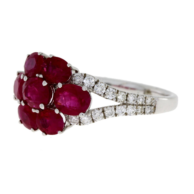 Natural 3.02ct Ruby Diamond Ring 18KT White Gold