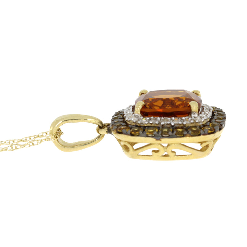 Citrine Diamond Fashion Pendants 14KT Yellow Gold