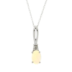 .02ct Opal Diamond Fashion Pendants 14KT White Gold
