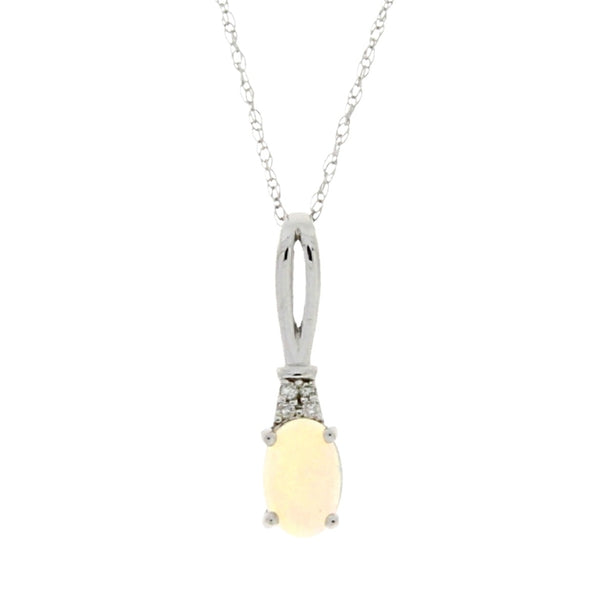 .02ct Opal Diamond Fashion Pendants 14KT White Gold