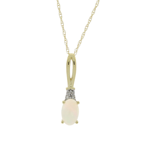 .02ct Opal Diamond Fashion Pendants 14KT Yellow Gold