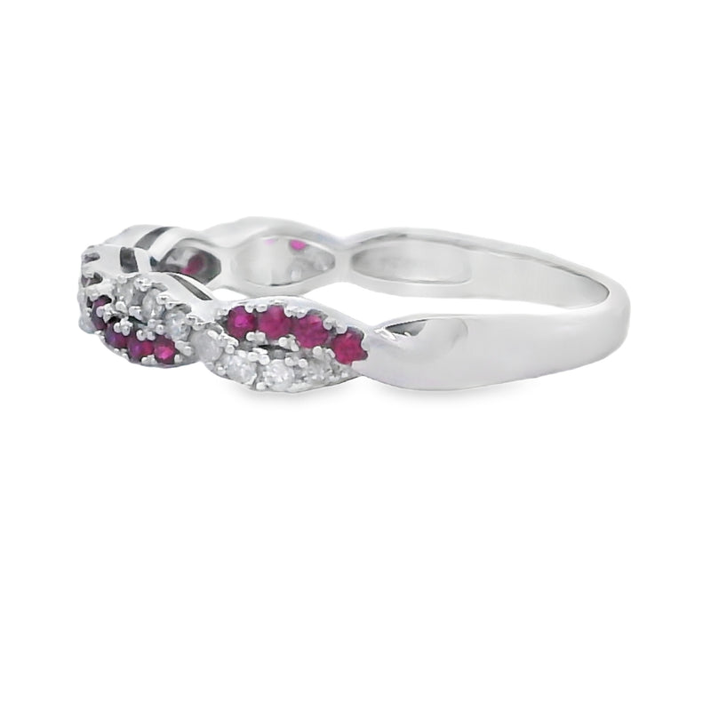 .37ct Ruby Diamond Wedding Band Ring 14KT White Gold