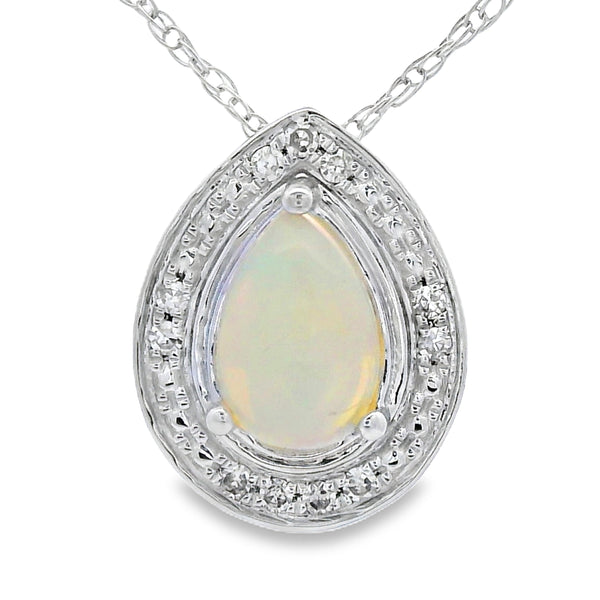 .03ct Opal Diamond Fashion Pendants 10KT White Gold