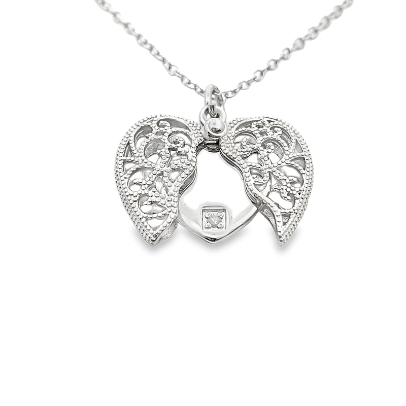 .01ct Diamond Heart Love Pendant Sterling Silver