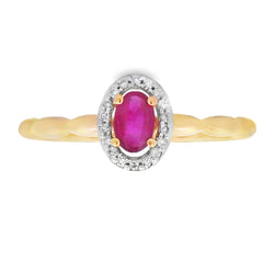 Genuine .31ct Ruby Diamond Ring 10KT Yellow Gold