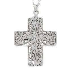 .01ct Diamond Cross Religious Pendant Sterling Silver