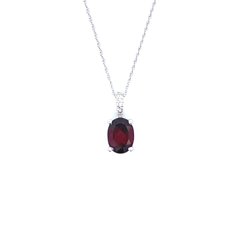 .02ct Garnet Diamond Fashion Pendants 10KT White Gold