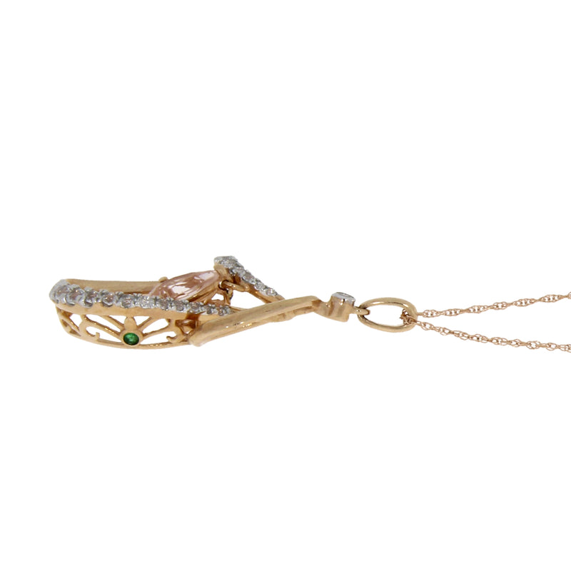 .90ct Morganite White Topaz Pendant 10KT Rose Gold