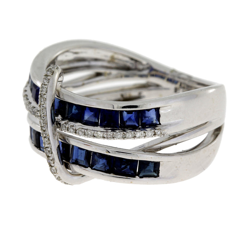 Genuine 2.13ct Sapphire Diamond Ring 14KT White Gold