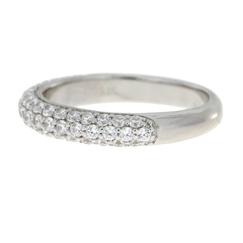 Cubic Zirconium Wedding Band Ring Sterling Silver