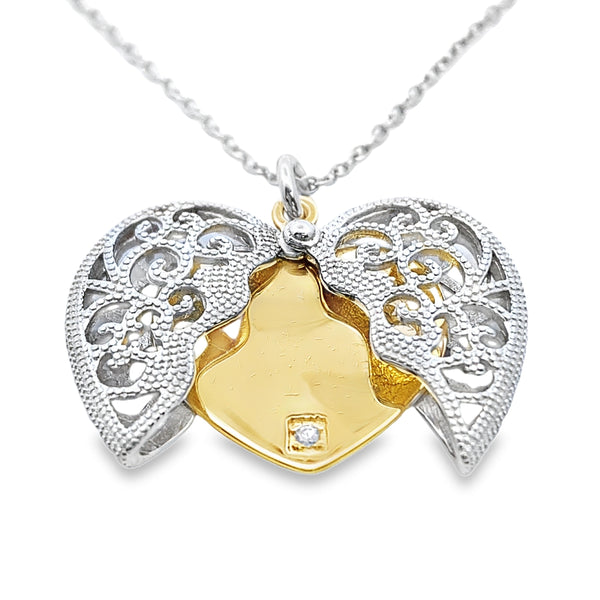 .01ct Diamond Heart Love Pendant Sterling Silver