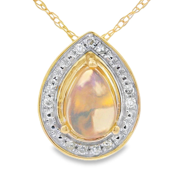 .03ct Opal Diamond Fashion Pendants 10KT Yellow Gold