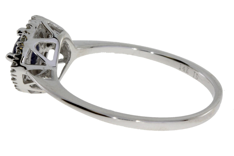 Natural .43ct Sapphire Diamond Ring 14KT White Gold
