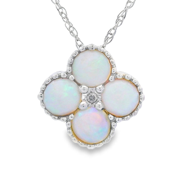 .01ct Opal Diamond Fashion Pendants 14KT White Gold
