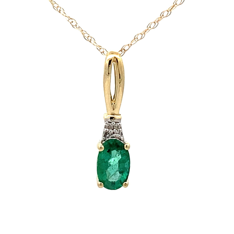 .02ct Emerald Diamond Fashion Pendants 10KT Yellow Gold