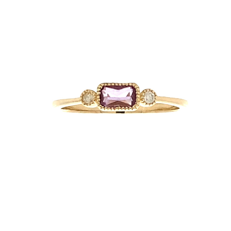 .02ct Created Alexandrite Diamond Ring 10KT Yellow Gold