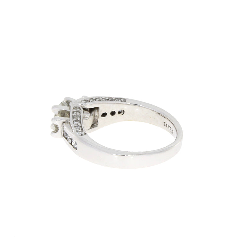 Natural 1.00ct Diamond 3 Stone Ring 14KT White Gold