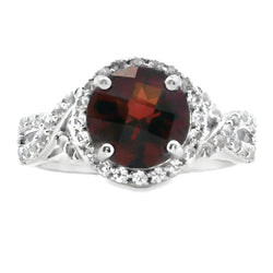 Genuine 1.82ct Garnet White Topaz Ring 14KT White Gold