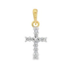 .05ct Diamond Cross Religious Pendant 10KT Yellow Gold
