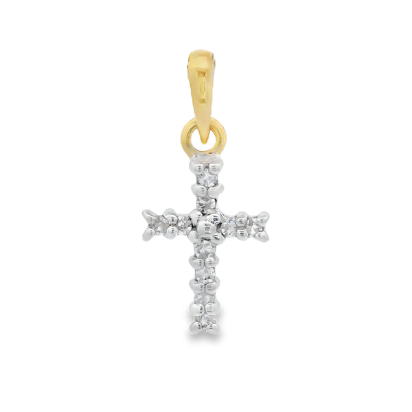 .05ct Diamond Cross Religious Pendant 10KT Yellow Gold