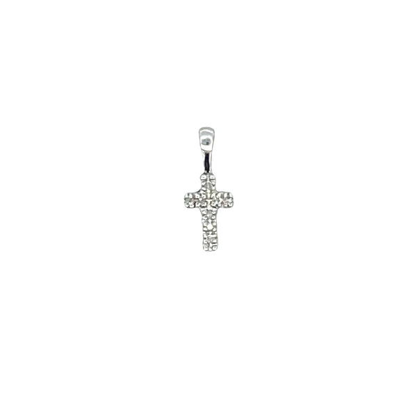 .03ct Diamond Cross Religious Pendant 10KT White Gold