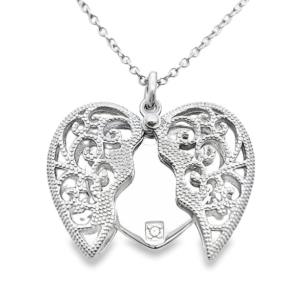 .01ct Diamond Heart Love Pendant Sterling Silver