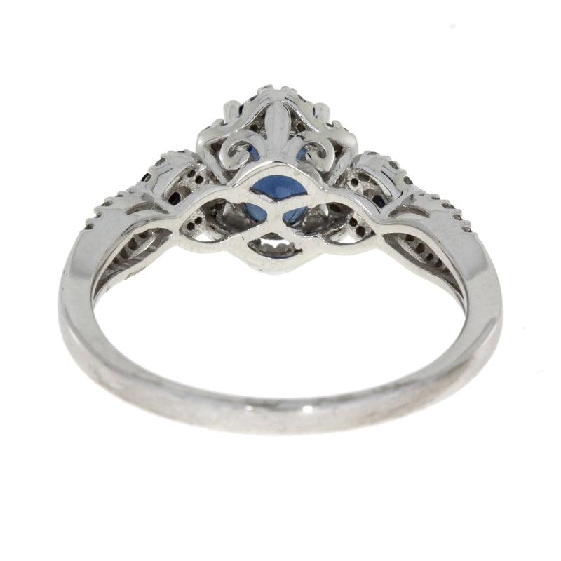 Natural 1.28ct Sapphire Diamond Ring 14KT White Gold