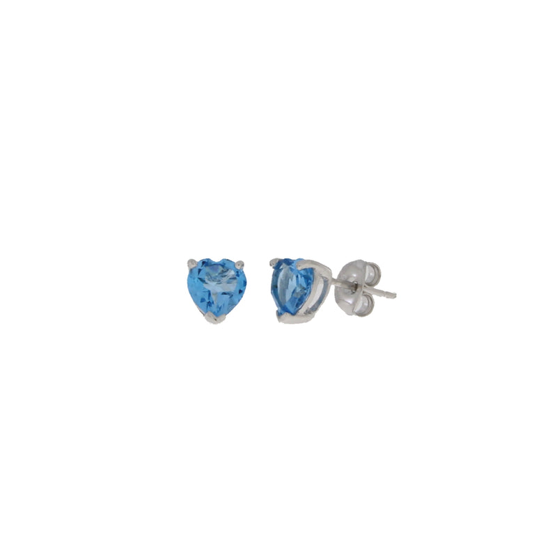 Natural Blue Topaz Stud Earrings Sterling Silver