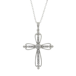 .15ct Diamond Cross Religious Pendant 10KT White Gold
