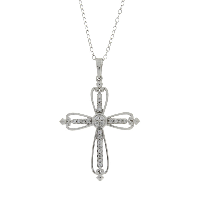 .15ct Diamond Cross Religious Pendant 10KT White Gold