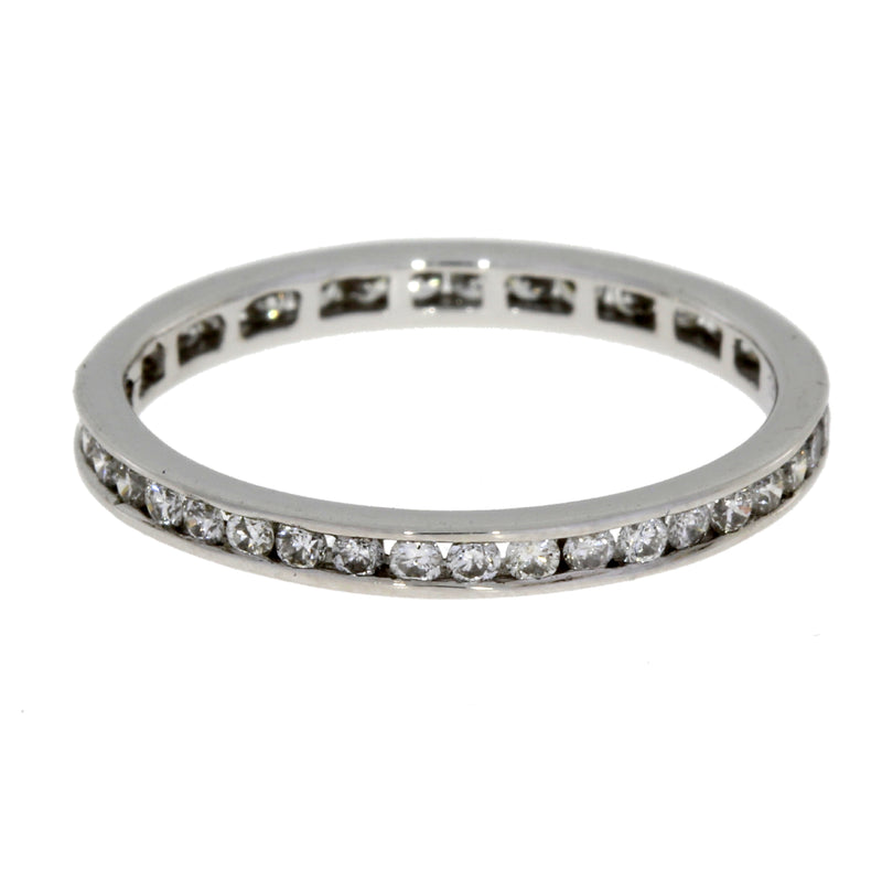 Genuine .49ct Diamond Wedding Band Ring 14KT White Gold
