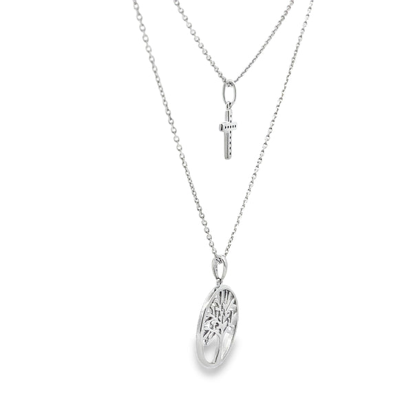 .03ct Diamond Cross Religious Pendant Sterling Silver