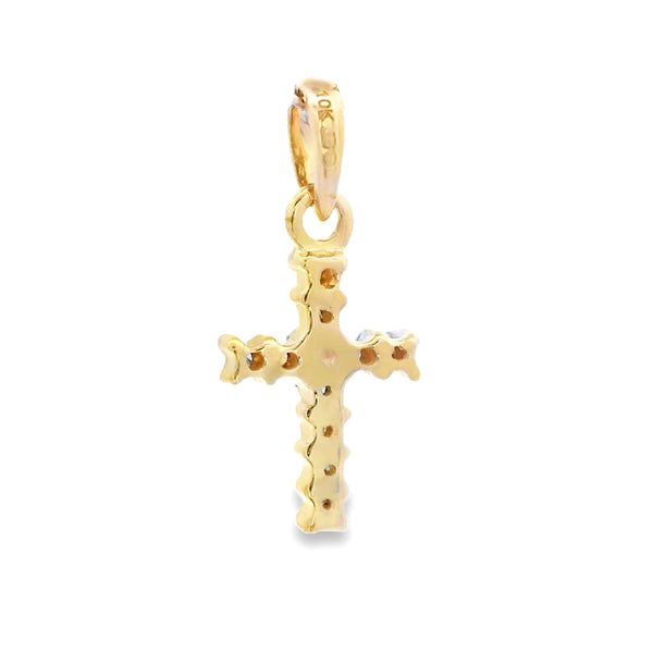 .05ct Diamond Cross Religious Pendant 10KT Yellow Gold