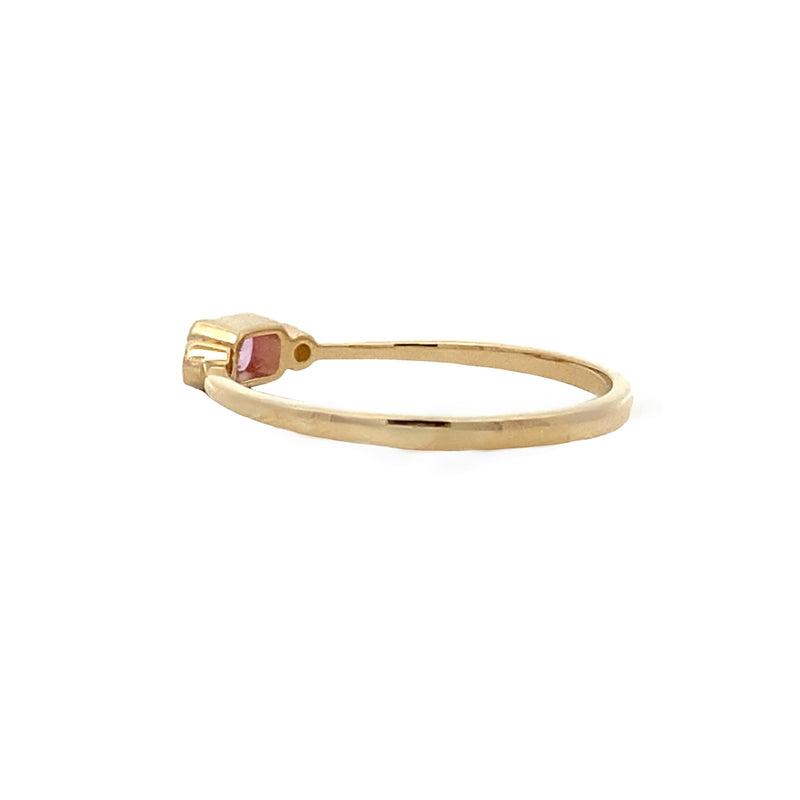 .02ct Created Sapphire Diamond Ring 10KT Yellow Gold