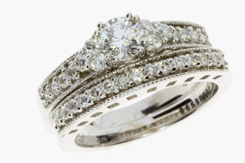 1.10ct Diamond Engagement Ring Set 14KT White Gold