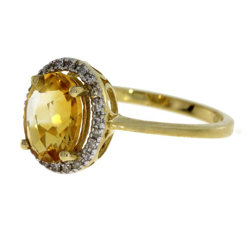 Natural 1.86ct Citrine Diamond Ring 14KT Yellow Gold