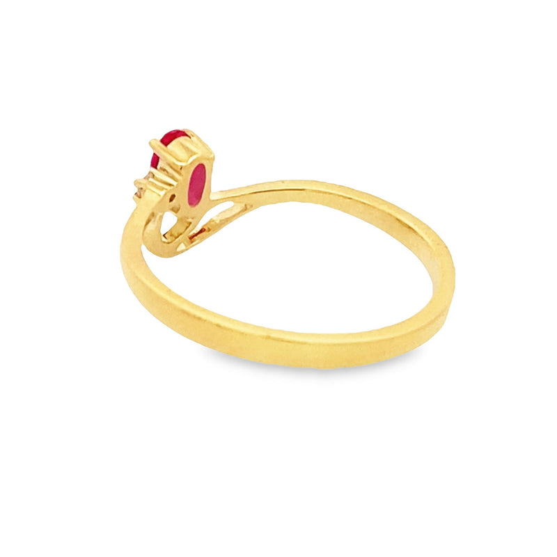.02ct Created Ruby Diamond Ring 10KT Yellow Gold