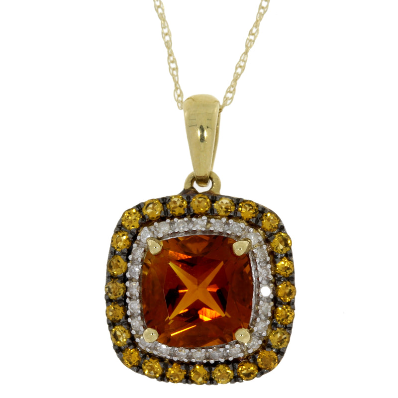 Citrine Diamond Fashion Pendants 14KT Yellow Gold