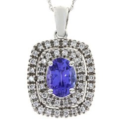 1.95ct Tanzanite Diamond Pendant 14KT White Gold