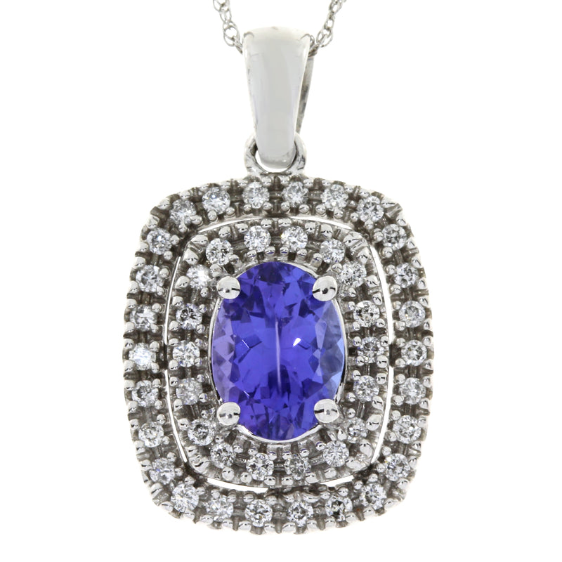 1.95ct Tanzanite Diamond Pendant 14KT White Gold
