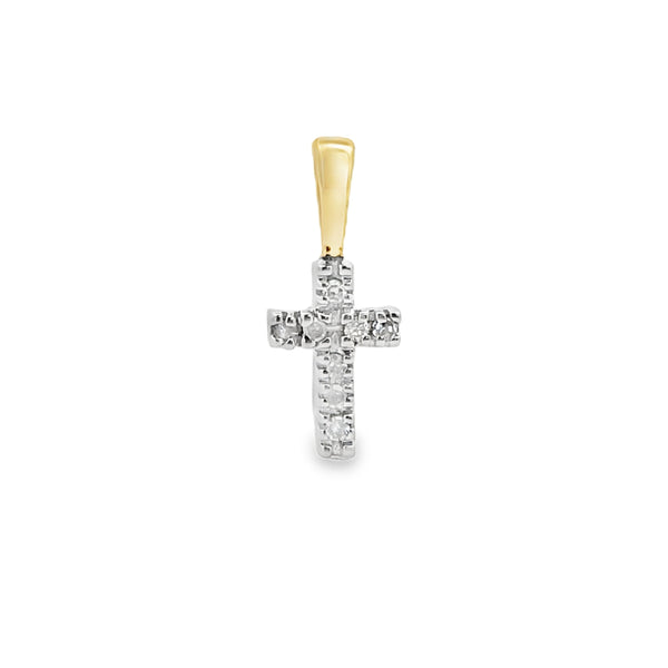 .03ct Diamond Cross Religious Pendant 10KT Yellow Gold