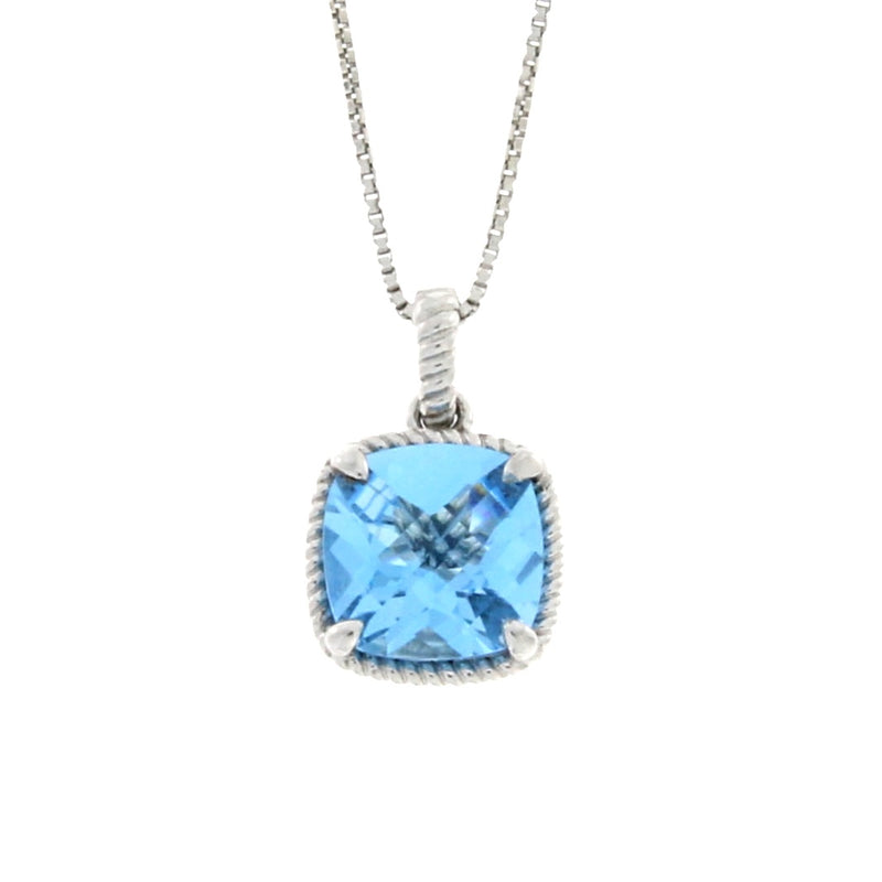Genuine Blue Topaz Fashion Pendants Sterling Silver