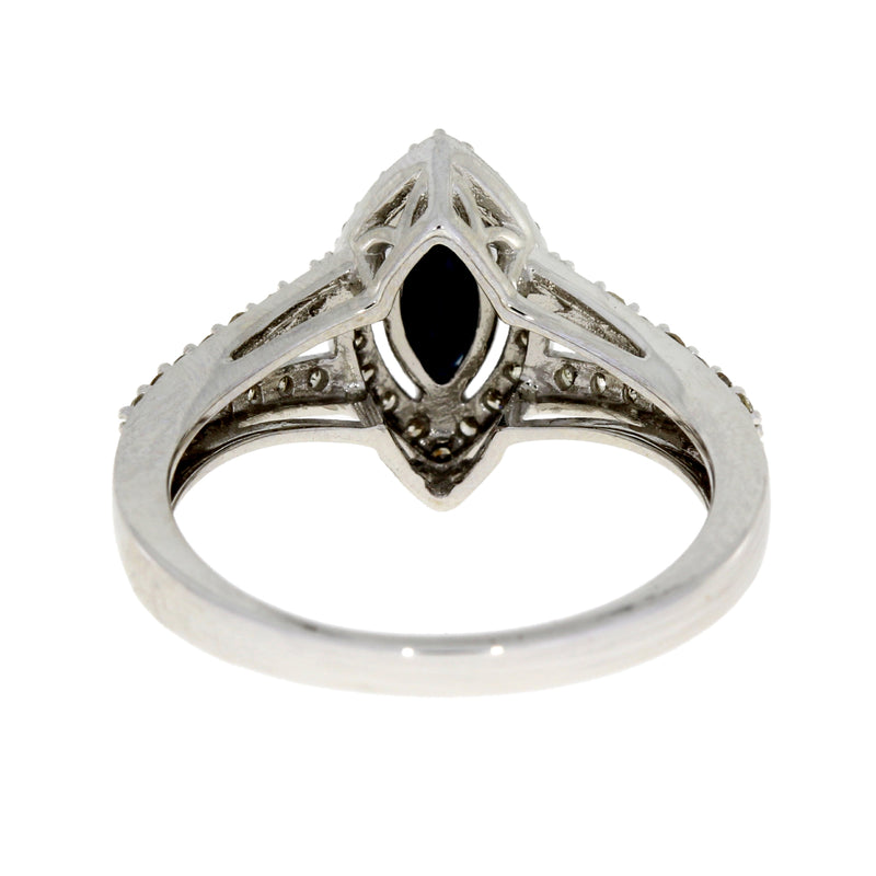 Natural 1.10ct Sapphire Diamond Ring 14KT White Gold