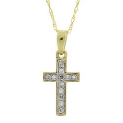 .05ct Diamond Cross Religious Pendant 14KT Yellow Gold