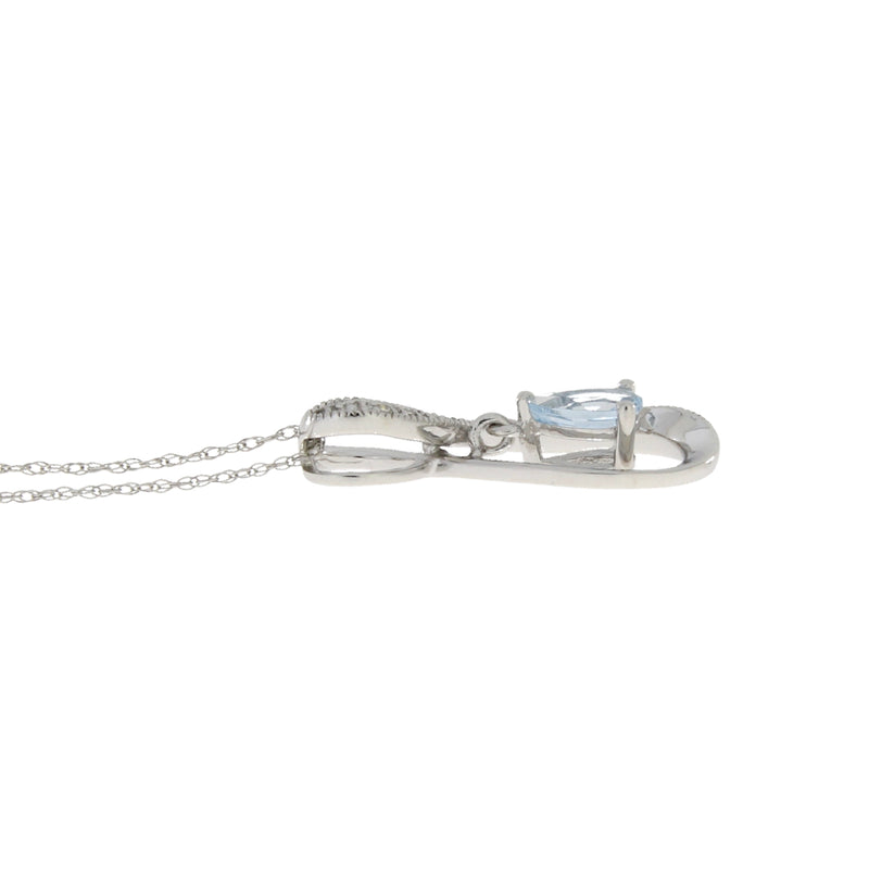 Aquamarine Diamond Fashion Pendants 14KT White Gold