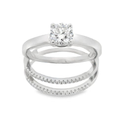 .86ct Moissanite Engagement Ring Set Sterling Silver