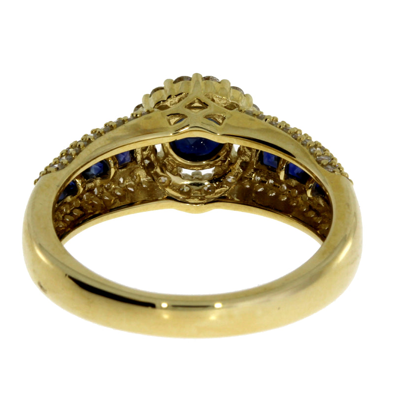 Genuine 1.35ct Sapphire Diamond Ring 14KT Yellow Gold