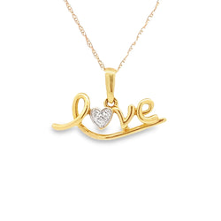 .02ct Diamond Heart Love Pendant 10KT Yellow Gold